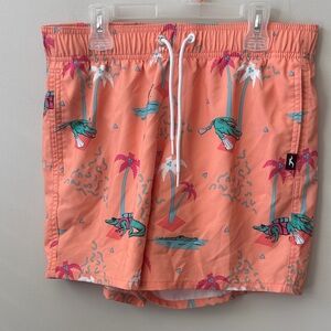 Hollister Coral Swim Shorts with Tropical Print men size small